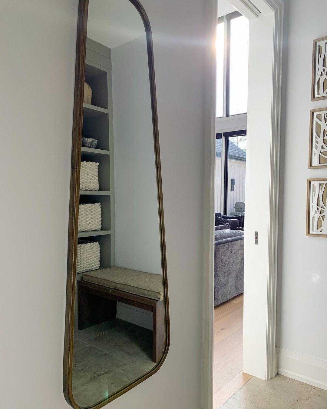 Zane Modern Metal Gold Framed Long Wall Mirror