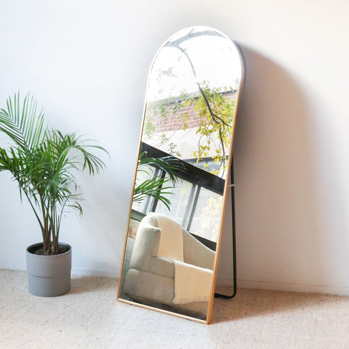Laury Metal Rectangle Standing Arched Floor Mirror 59x22 Inch