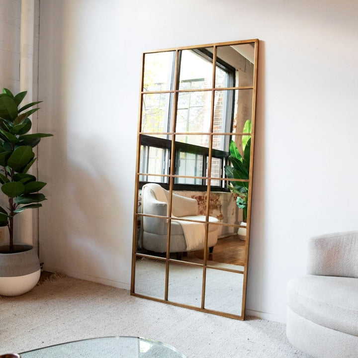 BROOKLYN - INDUSTRIAL FULL LENGTH METAL WINDOW MIRROR 72x36 INCHES