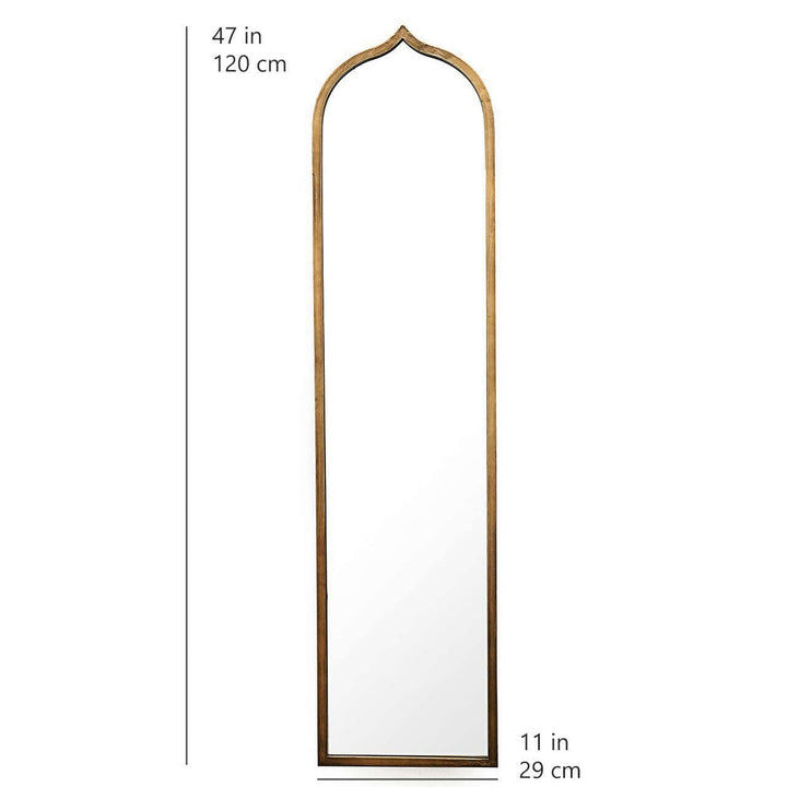 Jewel Arched Black & Gold Wall Mirror 47 Inch