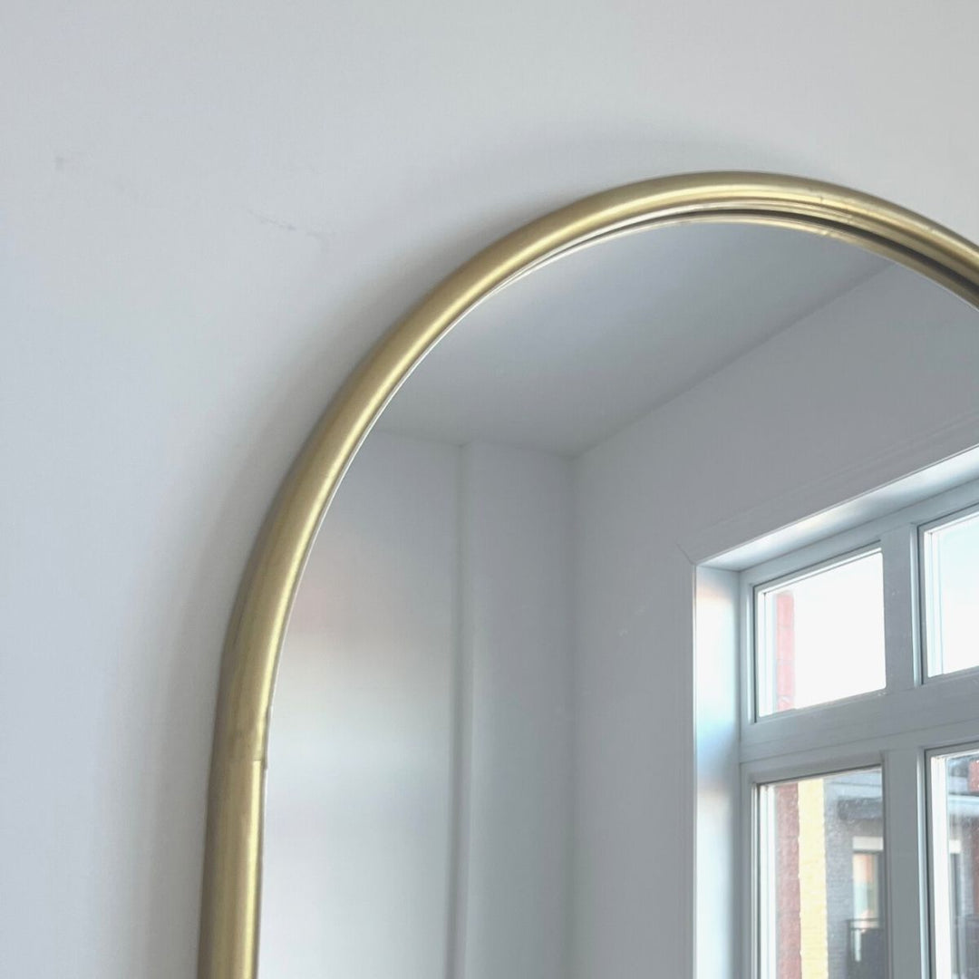 Aleah Brass Arched Mirror 39x24 Inch
