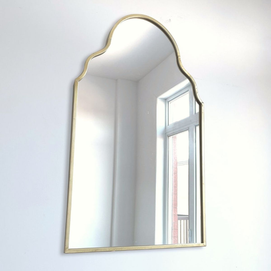 Aicha Moroccan Brass Arched Mirror 39x24 Inch