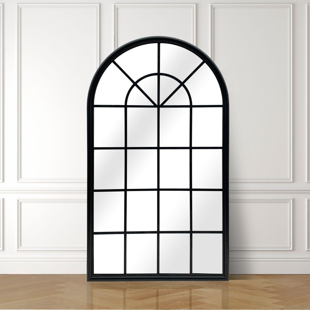 Georgia Rustic Farmhouse Oversized Arched Window Standing Mirror