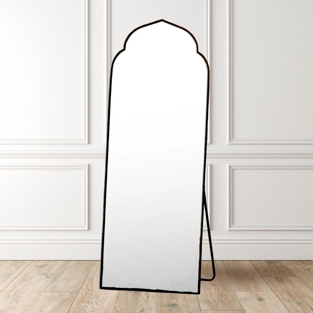 Laury Metal Rectangle Standing Arched Floor Mirror 59x22 Inch