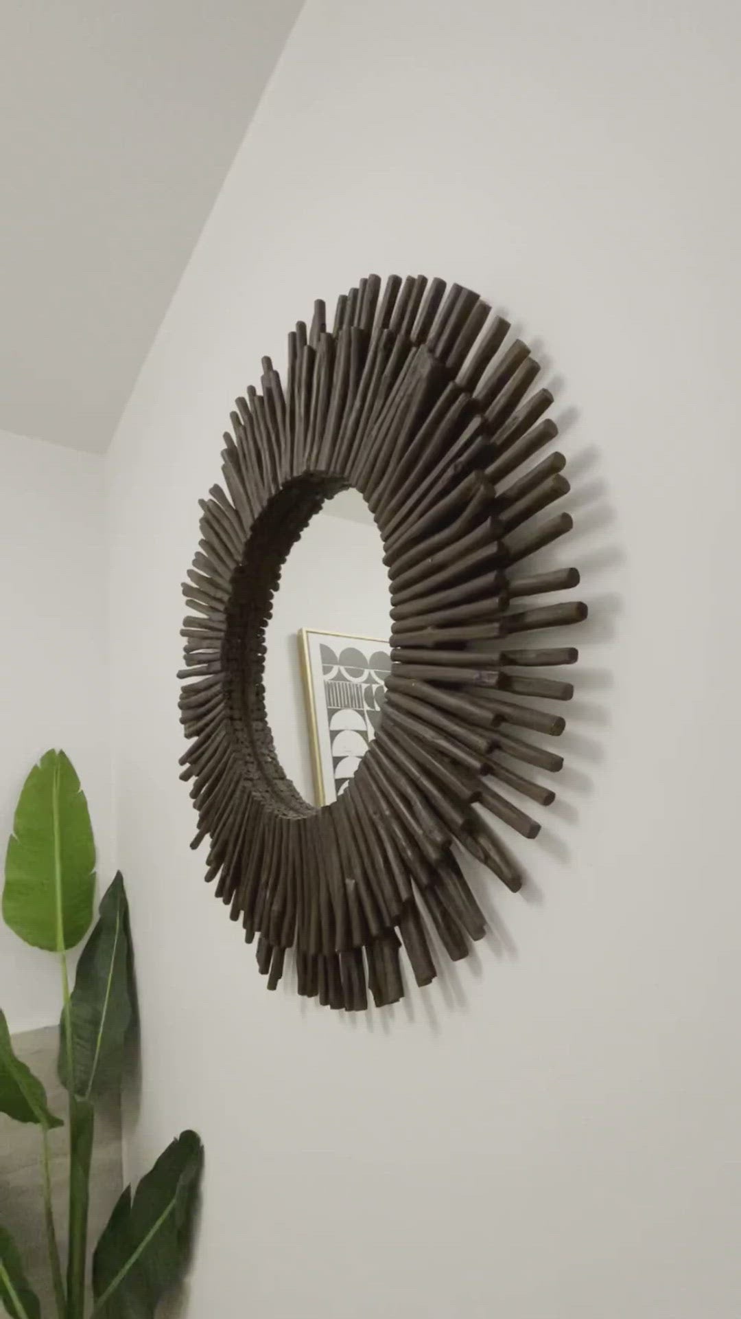 Porter Round Teak Wood Wall Mirror