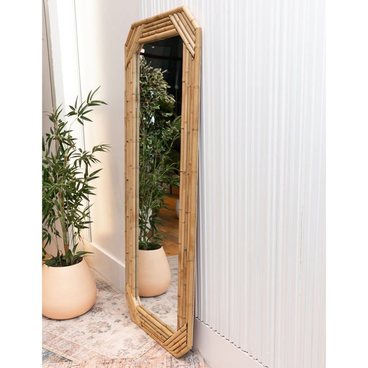 Nash Rattan Bamboo Rectangular Standing Mirror
