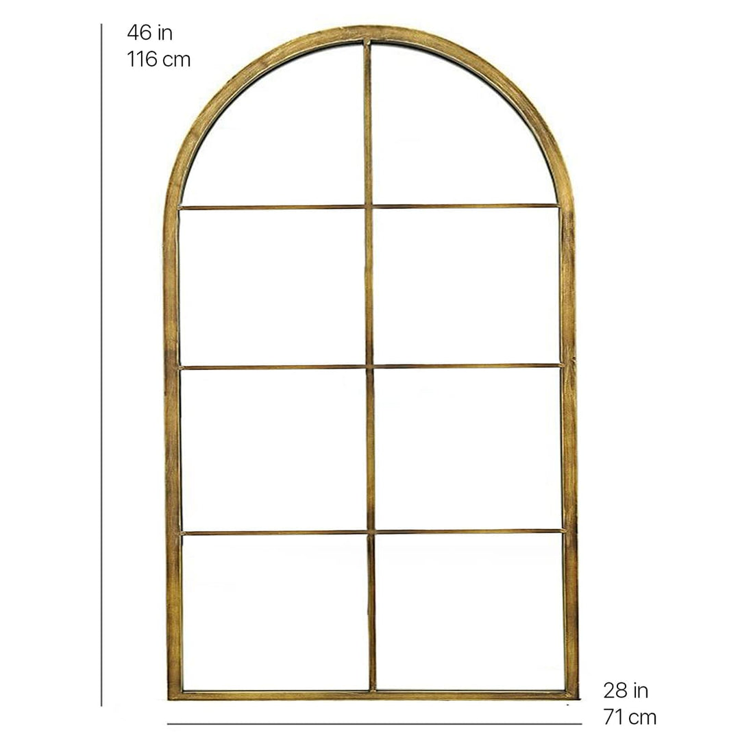 Pike Window Pane Black & Gold Arch Decorative Wall Mirror