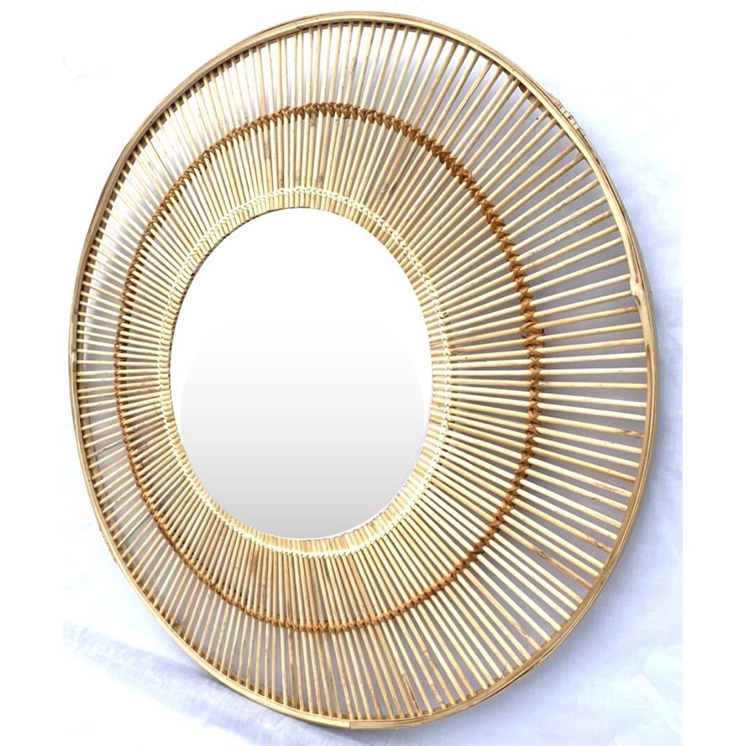 Tapa Round Bamboo Mirror 30 Inch