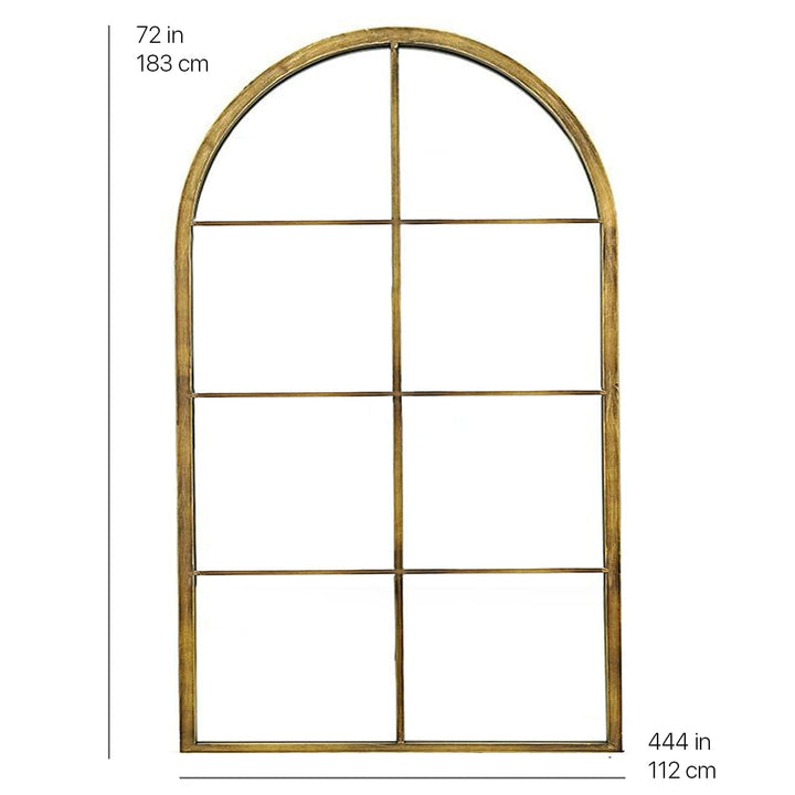 Pike Window Pane Black & Gold Arch Decorative Wall Mirror