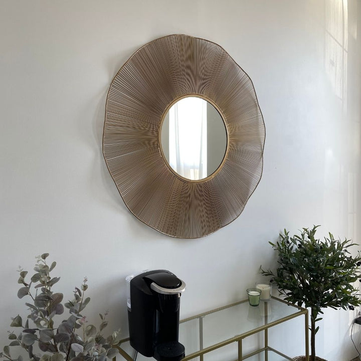 Mira Brass Round Wall Mirror 40 Inch