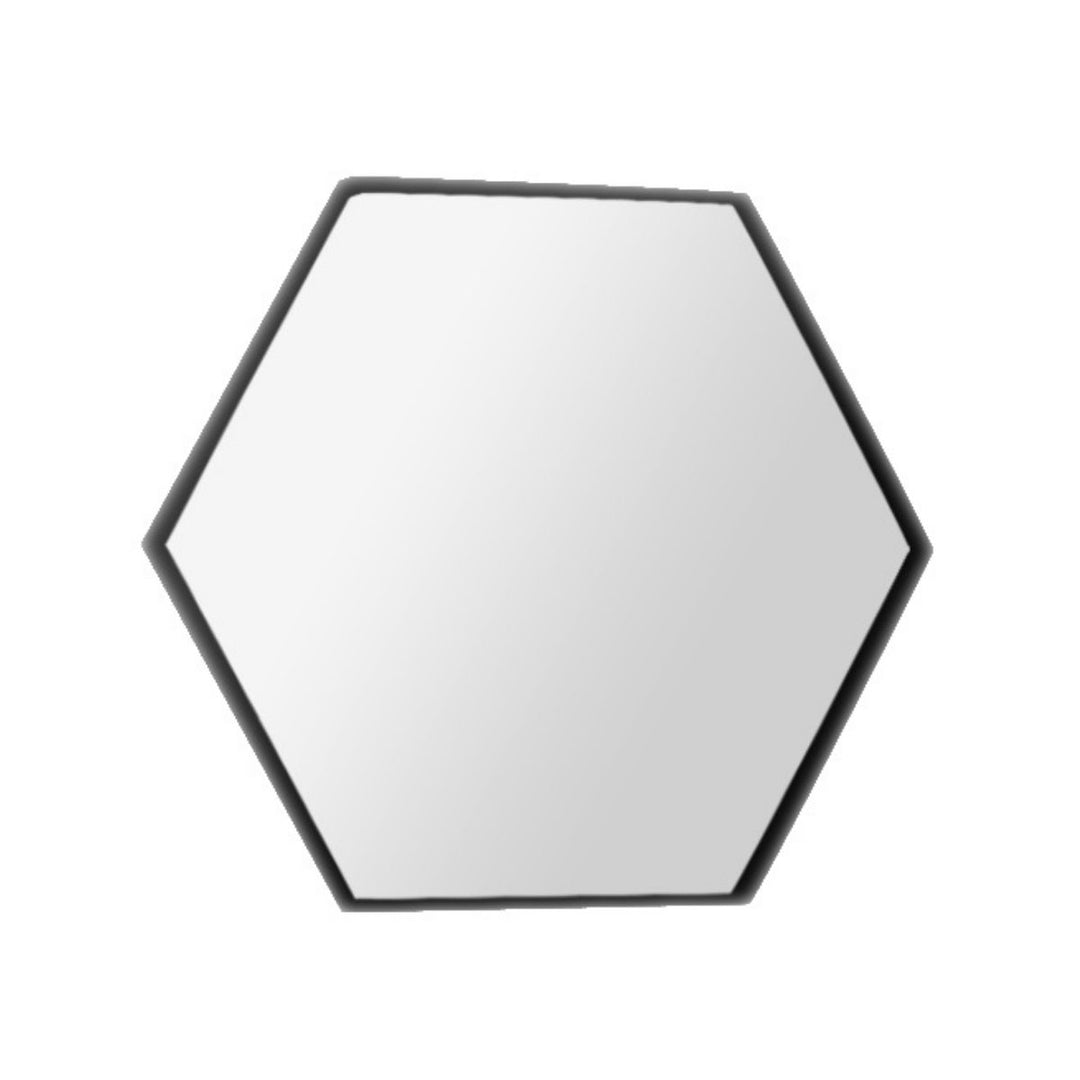 Leonel Hexagon Metal Mirror Black 28 Inch