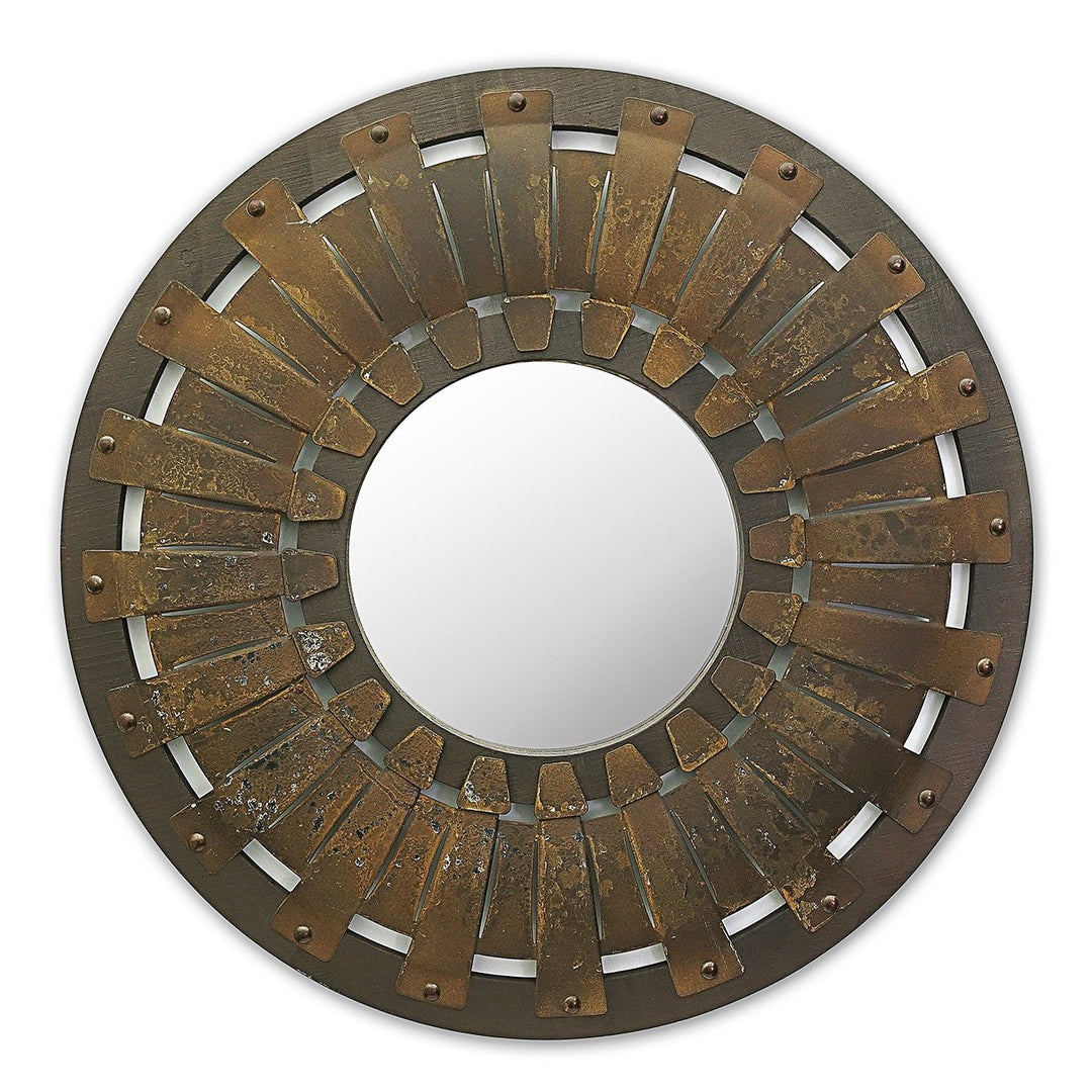 Dallas Rustic Round Wall Mirror 31 Inch